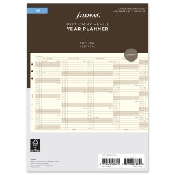 Filofax Naptárbetét Éves Vertikális A5 Krém 2027