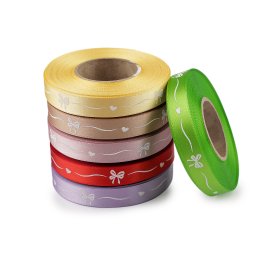Szatén szalag 15 mm masnik és szívecskék