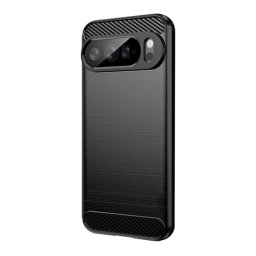 Szilikon telefonvédő (ütésállóság, légpárnás sarok, szálcsiszolt, karbon minta) FEKETE Google Pixel 10 Pro XL