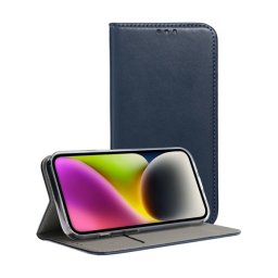 Tok álló, bőr hatású (FLIP, oldalra nyíló, asztali tartó) SÖTÉTKÉK Motorola Edge 70 (XT2601-2)
