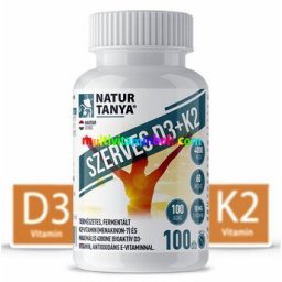 Szerves D3+K2 Vitamin E-vitaminnal, 100 db tabletta Retard, 4000 IU D3-vitamin és 60 mcg K2-kivonat - Natur Tanya