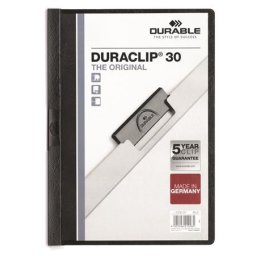 DURABLE Gyorsfűző, klipes, A4, DURABLE "DURACLIP(R) 30", fekete