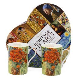 Van Gogh Vörös pipacsok a vázában porcelán bögre szett 300 ml - szív díszdobozos