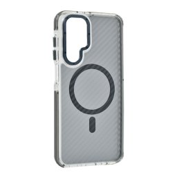 Szilikon telefonvédő (ütésállóság, légpárnás sarok, karbon minta, wireless, MagSafe) SÖTÉTSZÜRKE Samsung Galaxy A26 5G (SM-A266)