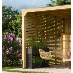 Karibu Cubus Kocka pavilon lécezett oldalfal / természetes fa hátsó fal, 295 × 227 cm