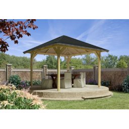 Karibu Cordoba fa kerti pavilon / fekete zsindelytetővel, 289 cm x 289 cm