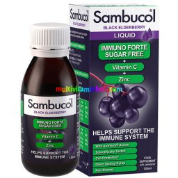 Sambucol Fekete Bodza szirup 120 ml, CUKORMENTES, megfázás enyhítése, immunerősítés