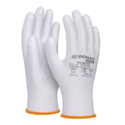 DONAU Szerelőkesztyű, PU, DONAU "Safety", 7/S méret, fehér