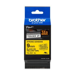 Brother TZE-S621 öntapadós laminált sárga alapon fekete P-touch szalag