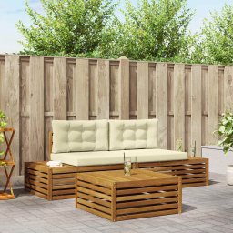 vidaXL Kültéri kanapé szett párnával 3 Darab Természetes és krémszínű