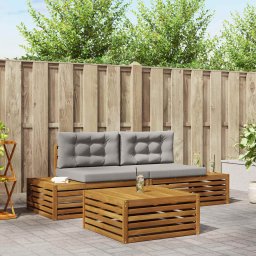 vidaXL Kültéri kanapé szett 3 Darab Természetes és Világosszürke