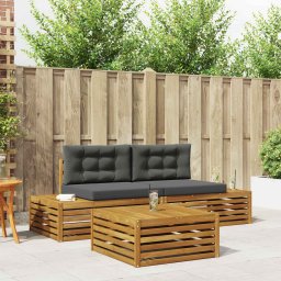 vidaXL Kültéri kanapé szett párnával 3 Darab Természetes és antracit