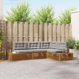 vidaXL Kültéri kanapé szett 4 Darab Természetes és Világosszürke