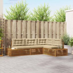 vidaXL Kültéri kanapé szett párnával 4 Darab Természetes és bézs