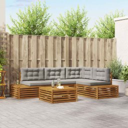 vidaXL Kültéri kanapé szett 5 Darab Természetes és Világosszürke