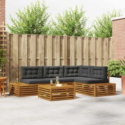 vidaXL Kültéri kanapé szett párnával 5 Darab Természetes és antracit