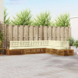 vidaXL Kültéri kanapé szett párnával 6 Darab Természetes és krémszínű