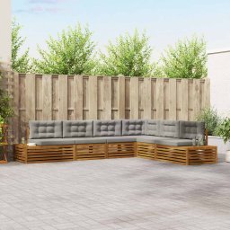 vidaXL Kültéri kanapé szett 6 Darab Természetes és Világosszürke