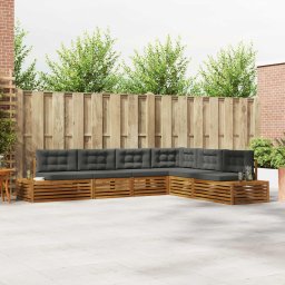 vidaXL Kültéri kanapé szett párnával 6 Darab Természetes és antracit