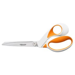 FISKARS Olló, általános, 23 cm, FISKARS "RazorEdge Softgrip", narancssárga-fehér