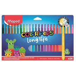 MAPED Filctoll készlet, 3,7 mm, kimosható, MAPED ,,Color'Peps Long Life 2", 24 különböző szín