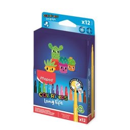 MAPED Filctoll készlet, 3,7 mm, kimosható, dobozos, MAPED ,,Color'Peps Long Life 2", 12 különböző szín