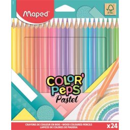 MAPED Színes ceruza készlet, háromszögletű, MAPED "Color'Peps Pastel", 24 különböző pasztell szín