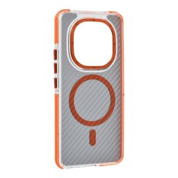 Szilikon telefonvédő (ütésállóság, légpárnás sarok, karbon minta, wireless, MagSafe) NARANCSSÁRGA Xiaomi Redmi Note 15 Pro 5G
