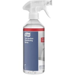 TORK Tisztító és felületfertőtlenítő spray, kétfunkciós szórófejjel, 500 ml, TORK, illatmentes