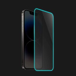 3x Keményített védőfólia a sötétben világító kerettel mobiltelefonokra Apple iPhone 17e - Kék