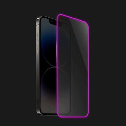 3x Keményített védőfólia a sötétben világító kerettel mobiltelefonokra Apple iPhone 17e - Rózsaszín