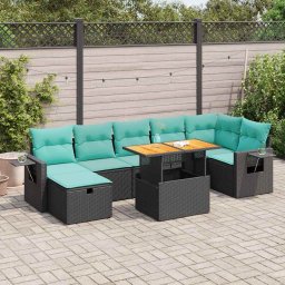 vidaXL 8 részes szürke polyrattan akácfa kerti ülőgarnitúra párnákkal