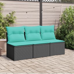 vidaXL | Kerti kanapé | párnával Fekete 165 x 62 x 69 cm Poli rattan