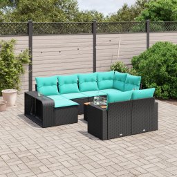 vidaXL 11 részes fekete polyrattan kerti ülőgarnitúra párnákkal