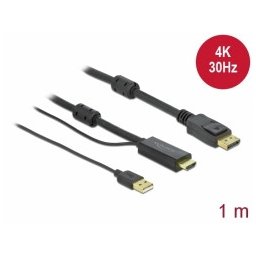Delock HDMI-DisplayPort 4K 30 Hz kábel 1 m