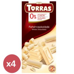 Torras Fehércsokoládé hozzáadott cukor nélkül 4X75 g