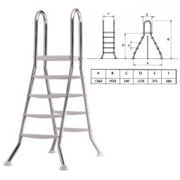 Létra rozsdamentes kétágú 4+4 fokos medenceméret 120cm 05521