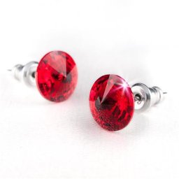 ART CRYSTELLA Fülbevaló, siam piros SWAROVSKI(R) kristállyal, csúcsos, 8mm, ART CRYSTELLA(R)