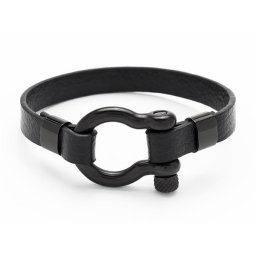 ART CRYSTELLA Karkötő, fekete bőr, sekli zárral, 22 cm, ART CRYSTELLA(R)