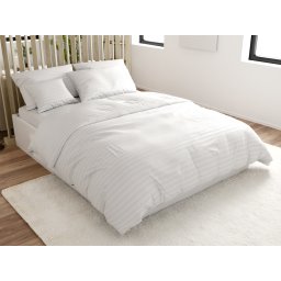 JASMINE mikroszálas szállodai ágyneműhuzat, fehér – 2 cm-es csíkos, szállodai zsebes Ágyneműhuzat mérete: 2 db 70 x 90 cm | 200 x 220 cm