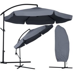 Függő Gémes Kitekerhető Napernyő, 3,5 m, szürke, takaróponyvával, 230g/m2