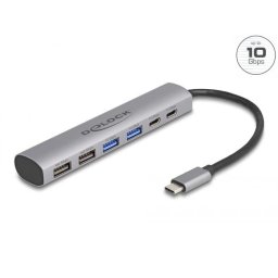 Delock 6 portos USB-elosztó, 4 db USB Type-A csatlakozóval és 2 db USB Type-C csatlakozóval