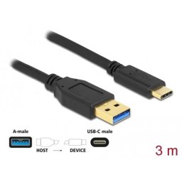 Delock SuperSpeed USB (USB 3.2 Gen 2) Type-A és USB Type-C™ kábel, 3 méter hosszú