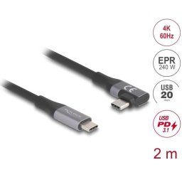 Delock USB kábel 20 Gbps, jobbra/balra USB PD 3.1 Extended Power Range 240 W 2 m