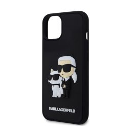 KARL LAGERFELD 3D RUBBER KARL AND CHOUPETTE szilikon telefonvédő (ütésállóság, légpárnás sarok, műanyag hátlap) FEKETE Apple iPhone 13