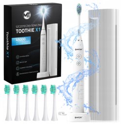 Sonic Toothie Elektromos fogkefe fehér, vízálló, 6 csere fejjel hordtáskával, 6 üzemmóddal, IPX8