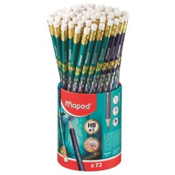 MAPED Grafitceruza radírral, ceruzatartó, HB, háromszögletű, MAPED "Dragon sárkány", 72 db