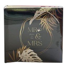 Mr & Mrs esküvői fényképalbum - 200 db 10x15 cm - fekete arany pálmalevél