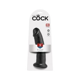 King Cock 9 - tapadótalpas dildó (fekete)