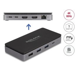 Delock USB Type-C 4K dokkolóállomás – kettős HDMI MST / USB / Gigabit LAN / PD 3.0 85 W